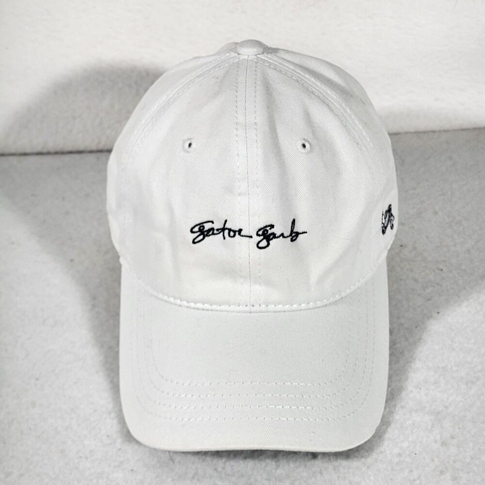 Gater Garb Promotions White Baseball Cap. Black Alligator Embroidery.